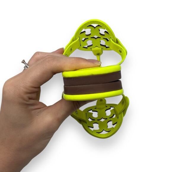 Tory Burch Patent Leather Miller Sandal Fluorescent Neon Yellow 6 Women’s - Picture 6 of 11